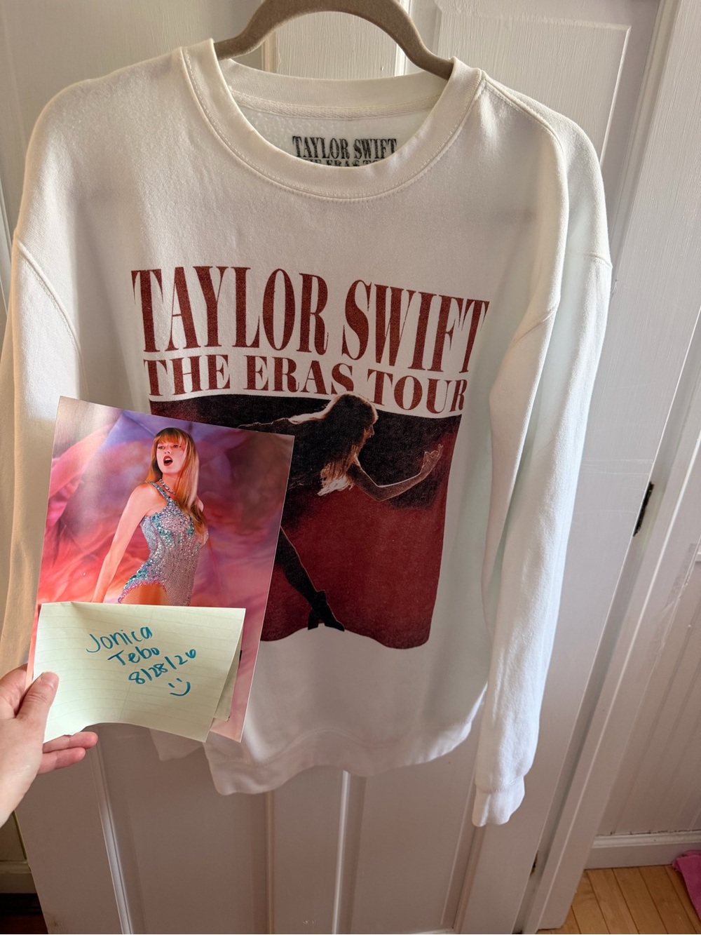 Taylor Swift White Crewneck Sweatshirt with Red Graphic